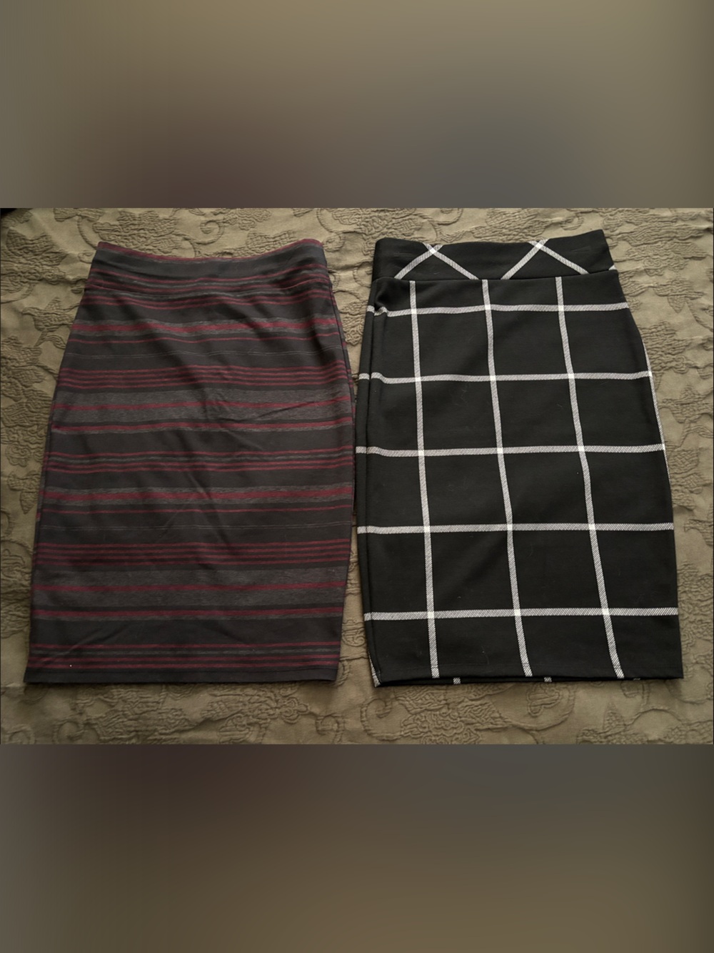 Joe B Black Windowpane Pencil Skirt